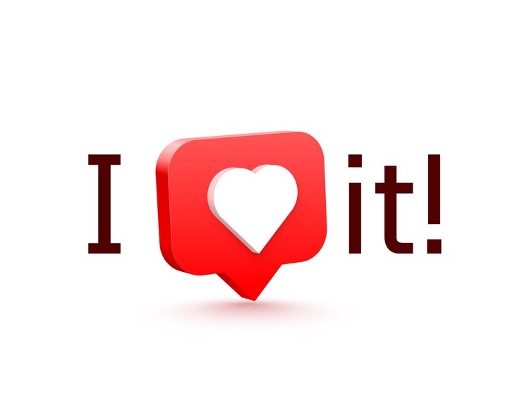 Vector me gusta. corazón 3d como red social. fondo blanco. ilustración vectorial