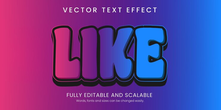Vector me gusta el estilo text effect 3d con fondo abstracto editable
