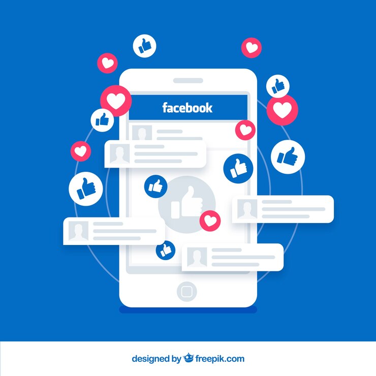 Vector me gusta de facebook con dispositivo electrónico
