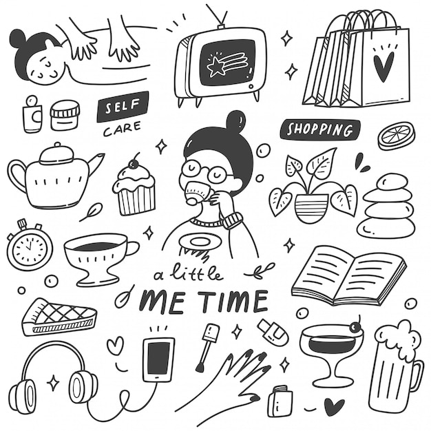 Me ilustración de doodle de concepto de tiempo