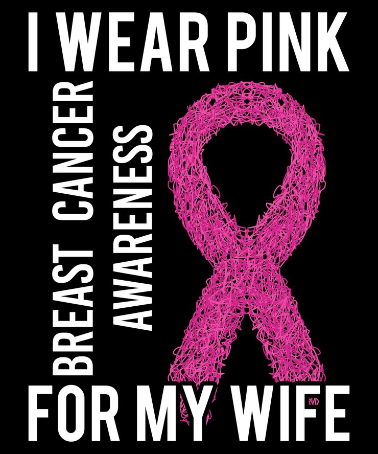Me pongo rosa para la conciencia del cáncer de mama de mi esposa Ilustración de vector de cinta de línea rosa de bandera estadounidense