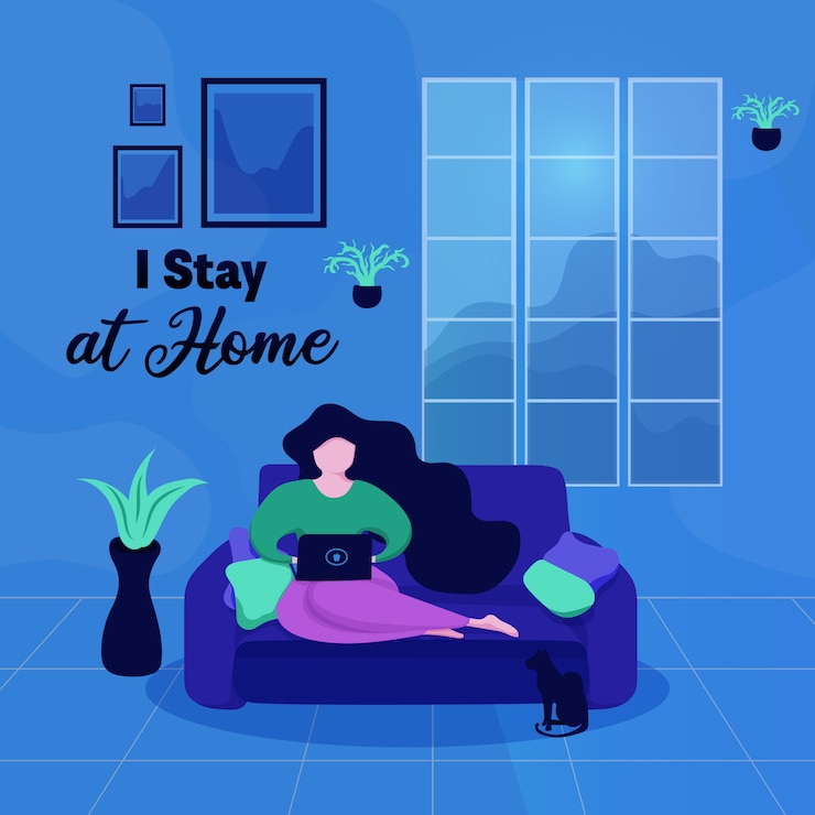 Vector me quedo en casa estilo moderno dibujado a mano