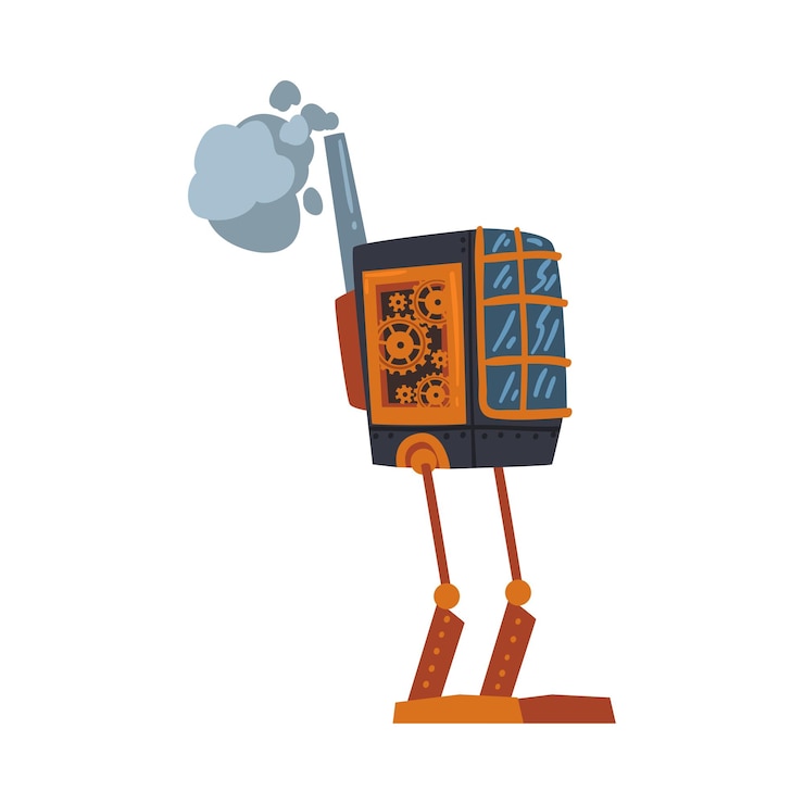 Vector mecanismo robótico steampunk dispositivo mecánico antiguo o mecanismo estilizado ilustración vectorial al estilo de dibujos animados