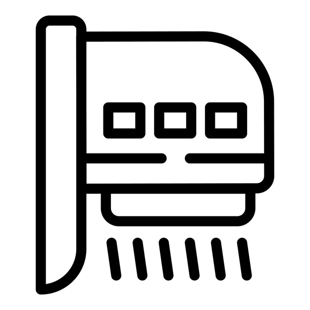 Mecanismo de secado de manos icono contorno vector sistema de calentamiento automático de la palma