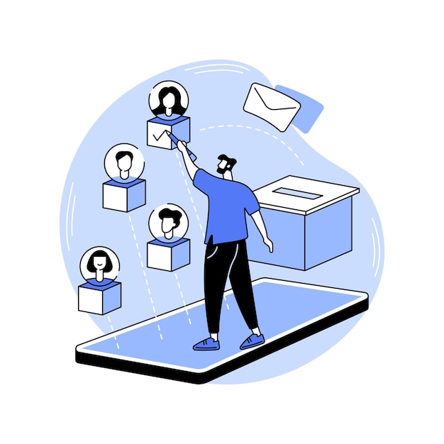 Mecanismo de votación blockchain ilustraciones de vectores de dibujos animados aislados