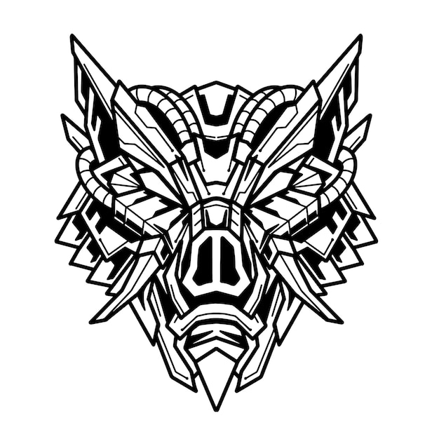 Mecha cerdo blanco y negro ilustración vectorial