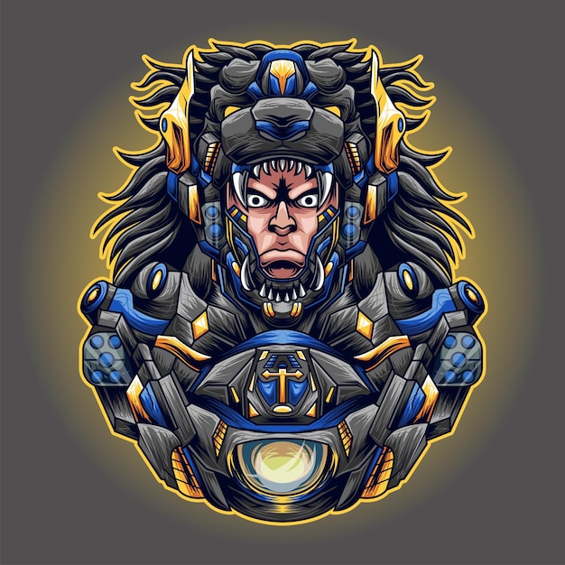 Mecha cyborg Lion Man Ilustración