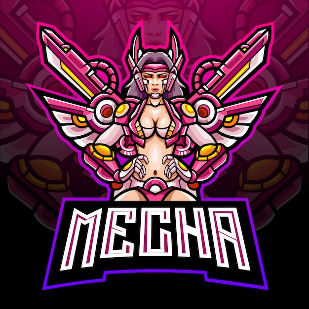 Mecha girl esport logo diseño de mascota