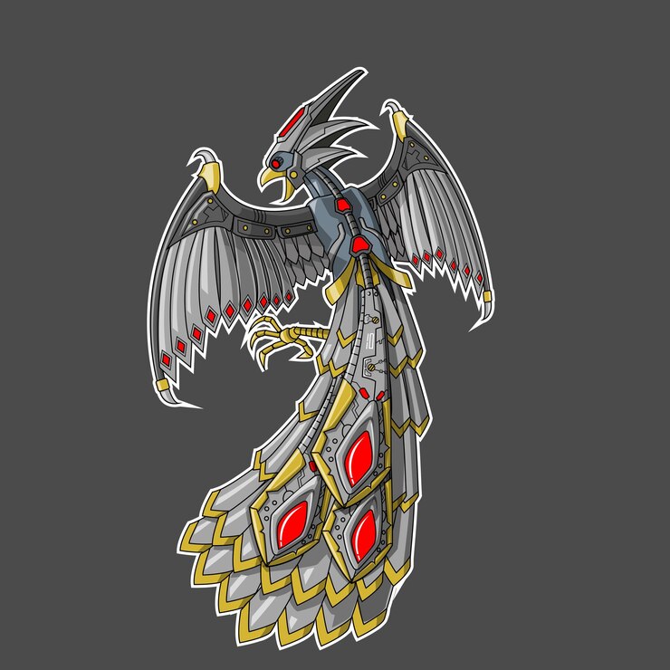 Mecha robótico detallado Phoenix perfecto para logotipo o mascota de esport puedes agregar el nombre de tu equipo