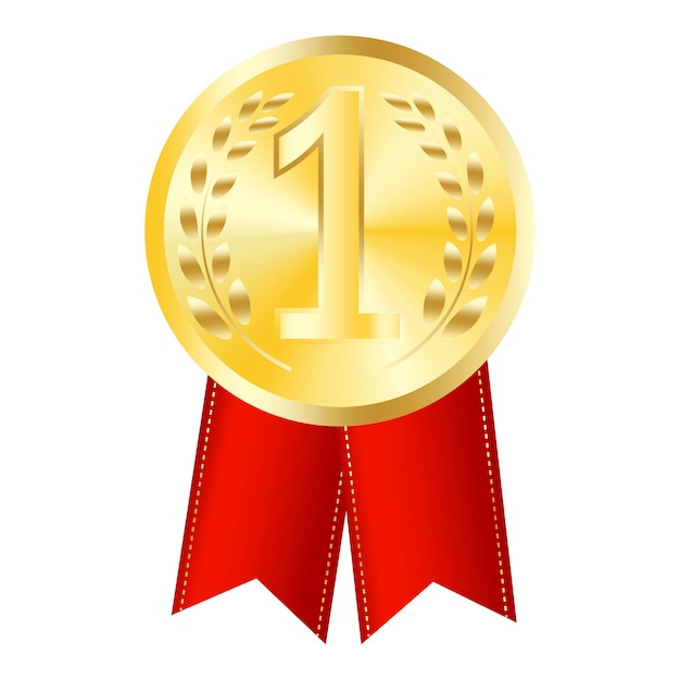 Vector medalla cinta roja gran diseño para cualquier propósito ganar premio ganador premio número uno imagen de stock ilustración vectorial