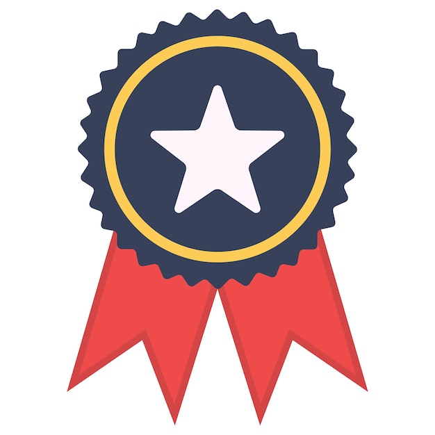 Medalla de ganador con icono de estrella y cinta aislados sobre fondo blanco