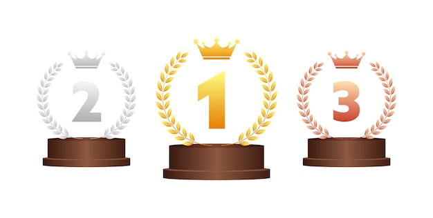 Medalla de ganador Signo de premio Insignia de logro Timbre de oro Insignea de mejor elección Ilustración de acciones vectorial