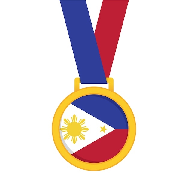 Medalla de los ganadores del primer lugar de oro de la bandera nacional de filipinas