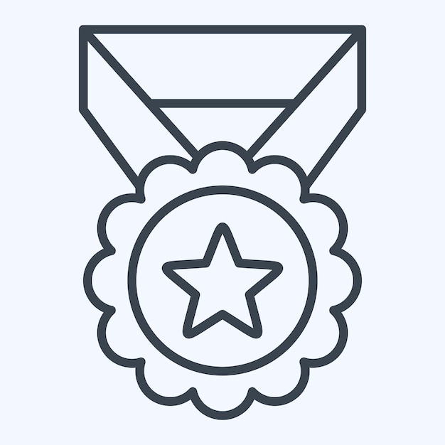 Medalla de icono 2 relacionada con el estilo de línea de símbolo de premio diseño simple editable