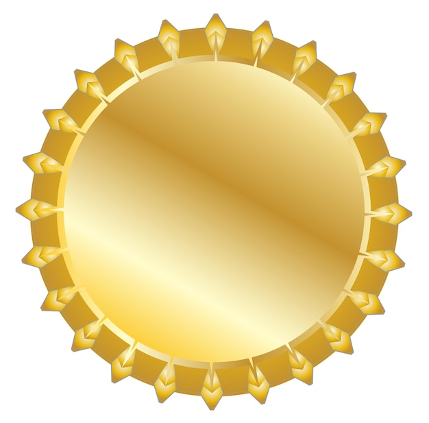 Vector una medalla de oro con un borde en forma de estrella.