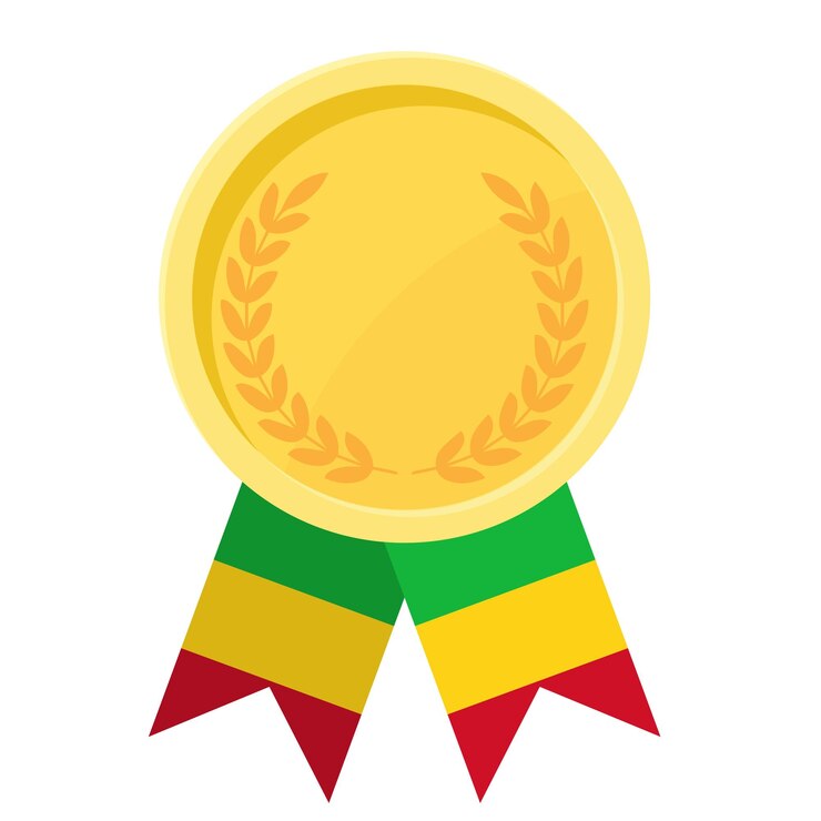 Vector medalla de oro con cintas de la bandera de mali para los ganadores