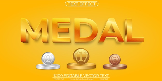 Medalla de oro de lujo Efecto de texto vectorial editable y escalable