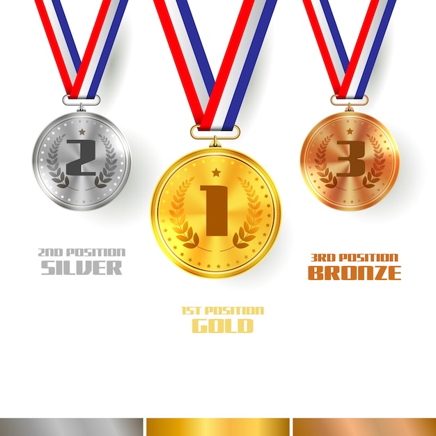 Vector medalla de oro y medalla de bronce