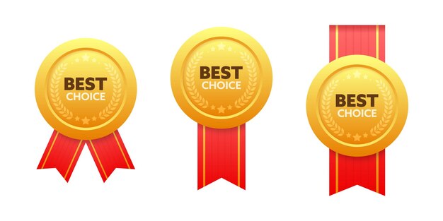 Medalla de oro a la mejor elección Insignia de venta al por menor Mejor elección etiqueta Ilustración de acciones vectorial