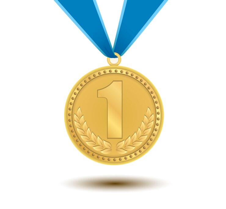 Medalla de oro por el primer lugar.