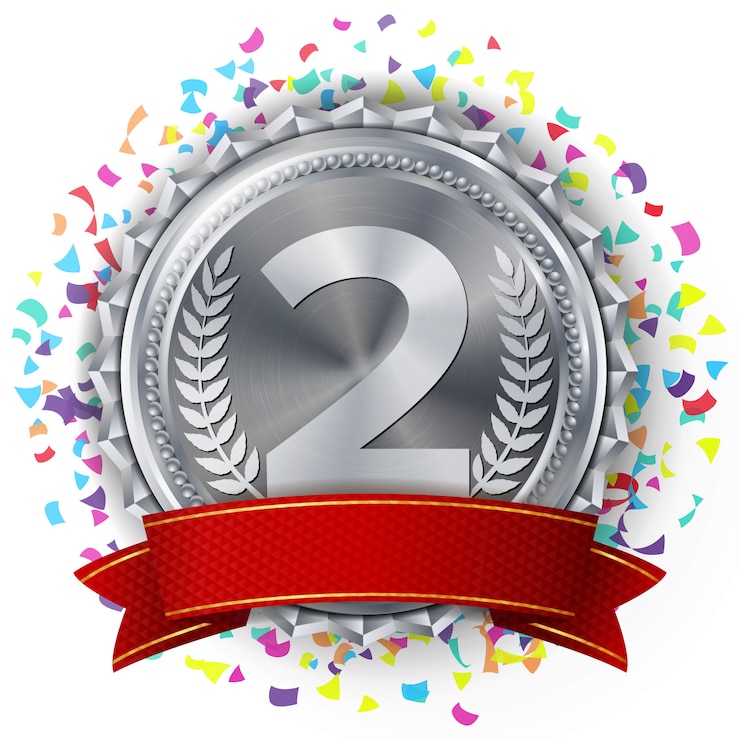 Vector medalla de plata, 2do lugar de plata