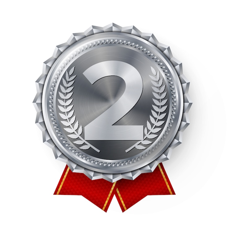 Vector medalla de plata, 2do lugar de plata