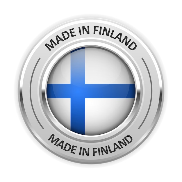 Medalla de plata made in finland con bandera