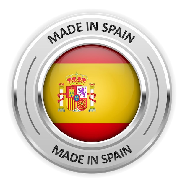 Vector medalla de plata made in spain con bandera