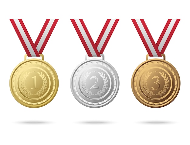 Vector medallas de campeonato del número uno al tres