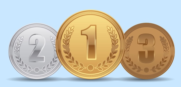 Medallas de dibujo vectorial para los primeros lugares
