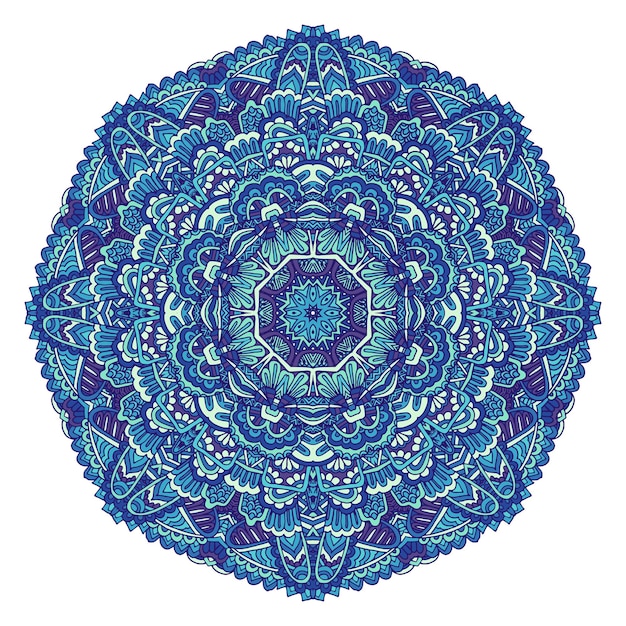 Medallón mandala vector patrón azul y blanco con arabescos