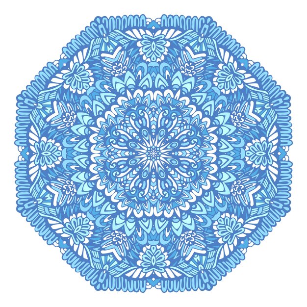 Medallón mandala vector patrón azul y blanco con arabescos