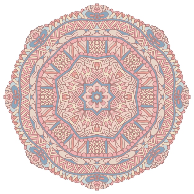 Vector medallón vectorial étnico estilo de arte popular diseño impreso en colores pastel mandala