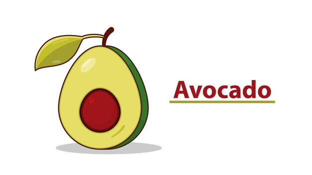 Media fruta de aguacate en diseño vectorial