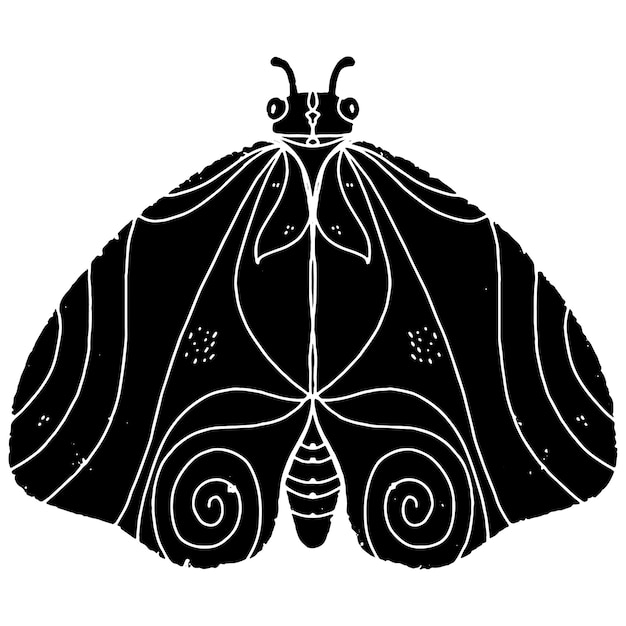 Media luna y estrellas Ilustración de estilo Linograbado superficie grunge texturizada elementos recortados minimalismo Siluetas negras Conjunto vectorial para el diseño