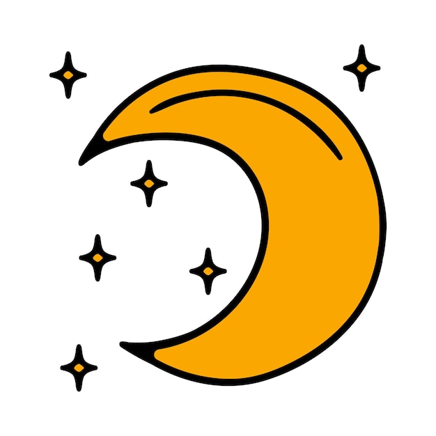 Media luna con estrellas menguantes o crecientes media luna en un fondo a cuadros transparente eclipse lunar en etapas desde la luna llena hasta la luna delgada