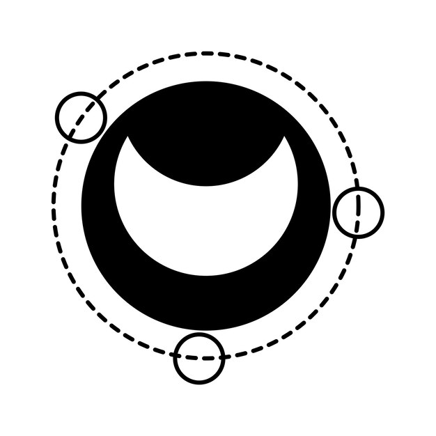 la media luna oscura el sistema solar el espacio y la astronomía los iconos se establecen en blanco y negro el elemento del símbolo del logotipo