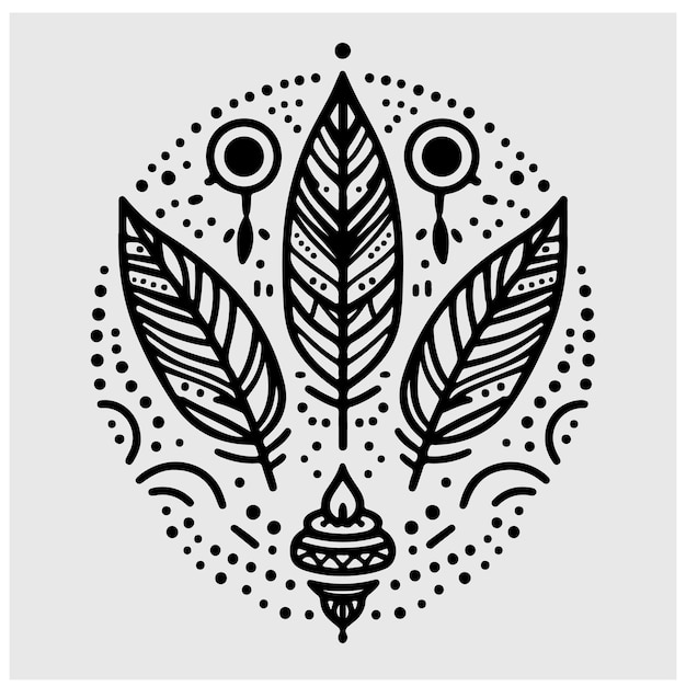 Media luna y plumas en estilo boho píxel ícono lineal perfecto símbolo místico línea delgada personalizable