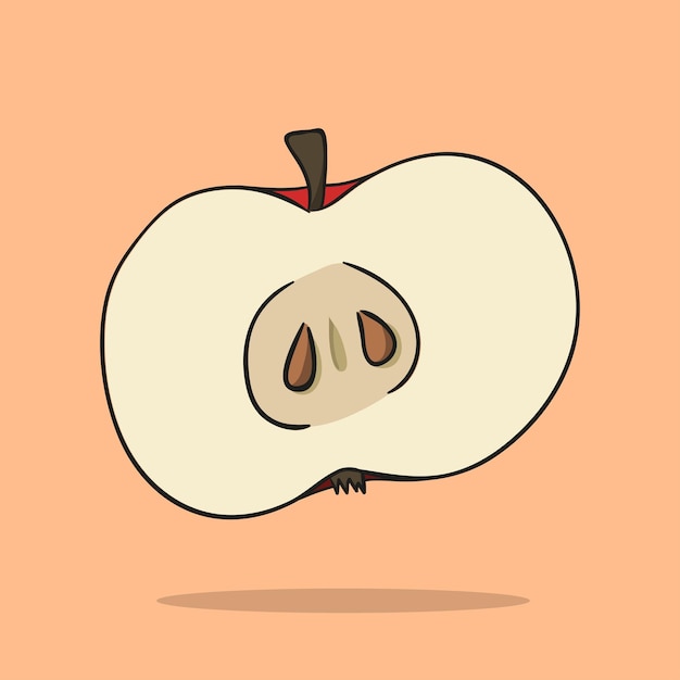 Media manzana concepto aislado vector de estilo de dibujos animados plano