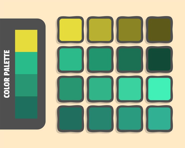 Vector mediano dorado verde marino verde marino paleta de colores que coincide con los colores rgb armoniosos