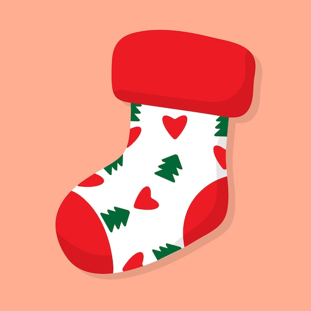 Medias de navidad calcetines pegatinas clipart para navidad con árboles de navidad y corazones ilustración vectorial diseño para decoraciones navideñas regalos tarjetas decoración