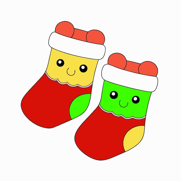 Medias de Navidad Ilustración vectorial de dibujos animados para decoraciones y diseños navideños