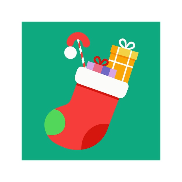 una medias de Navidad con un sombrero de Papá Noel en él