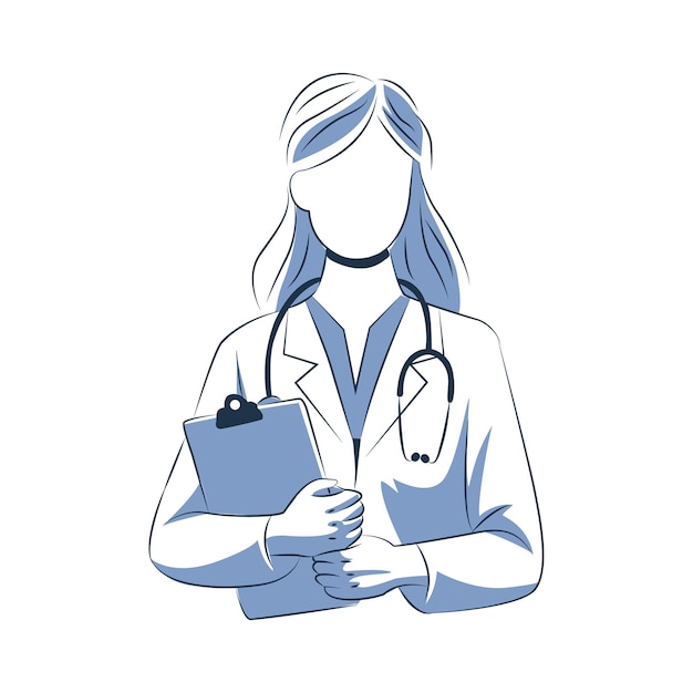 Médica con estetoscopio y clipboard