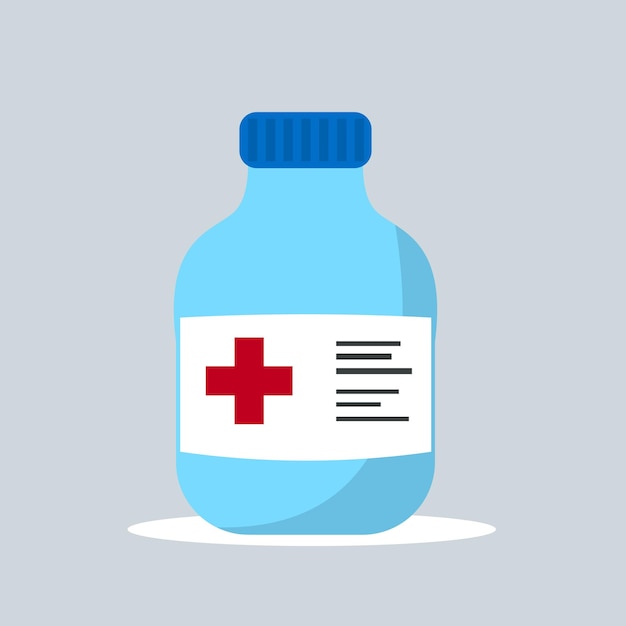 medicamento artículo de botella azul para el hospital para médicos y fines medicinales