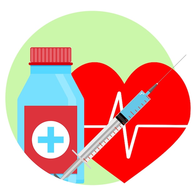 Vector medicamentos para el icono del corazón