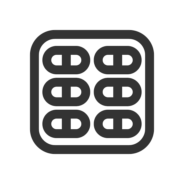 Medicamentos y pastillas en paquetes icono de estilo de línea vectorial