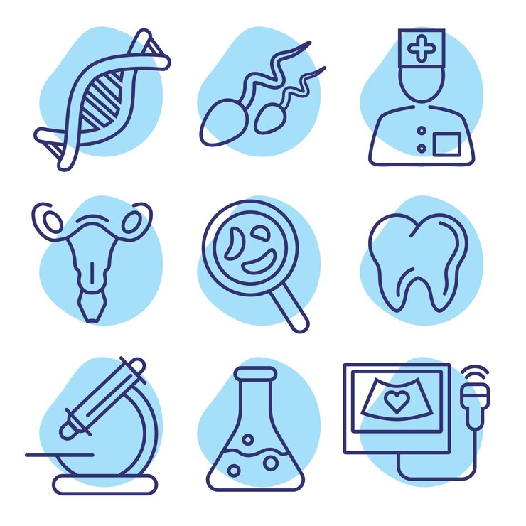medicina salud odontología ginecología laboratorio ultrasonido establecer icono