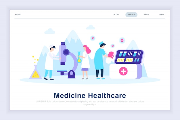Medicina y sanidad moderna página de destino plana