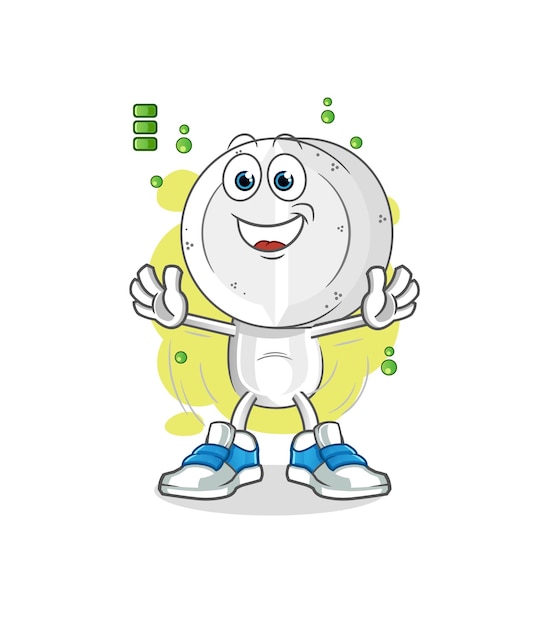Medicina tableta cabeza dibujos animados batería completa personaje dibujos animados mascota vector